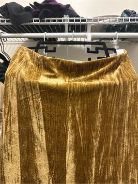 LOFT Outlet Gold Velour Midi  Skirt
